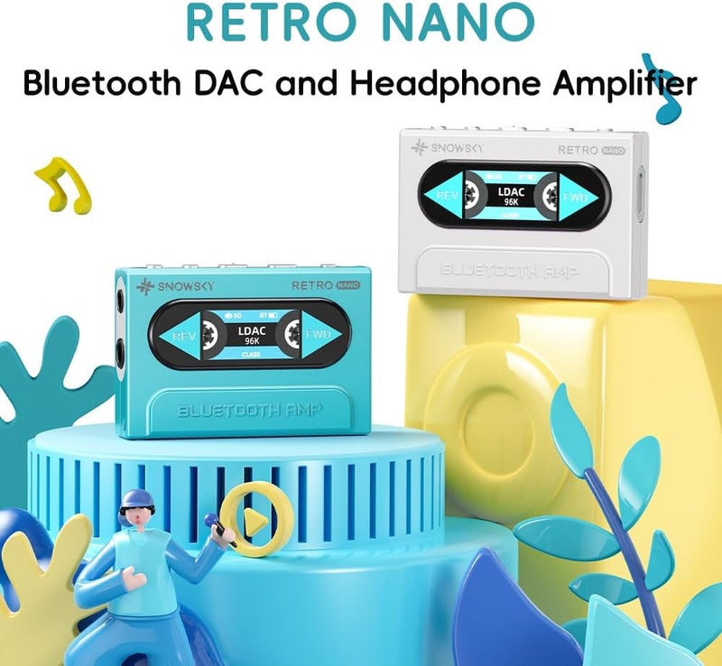 FiiO /Snowsky Retro Nano Bluetooth USB DAC AMP with LDAC, aptX Adaptive, aptX LL (3.5mm Unbalanced & 4.4mm Balanced Output) (Blue) - Image 3